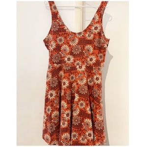 2xl Flower tribal orange skater dress